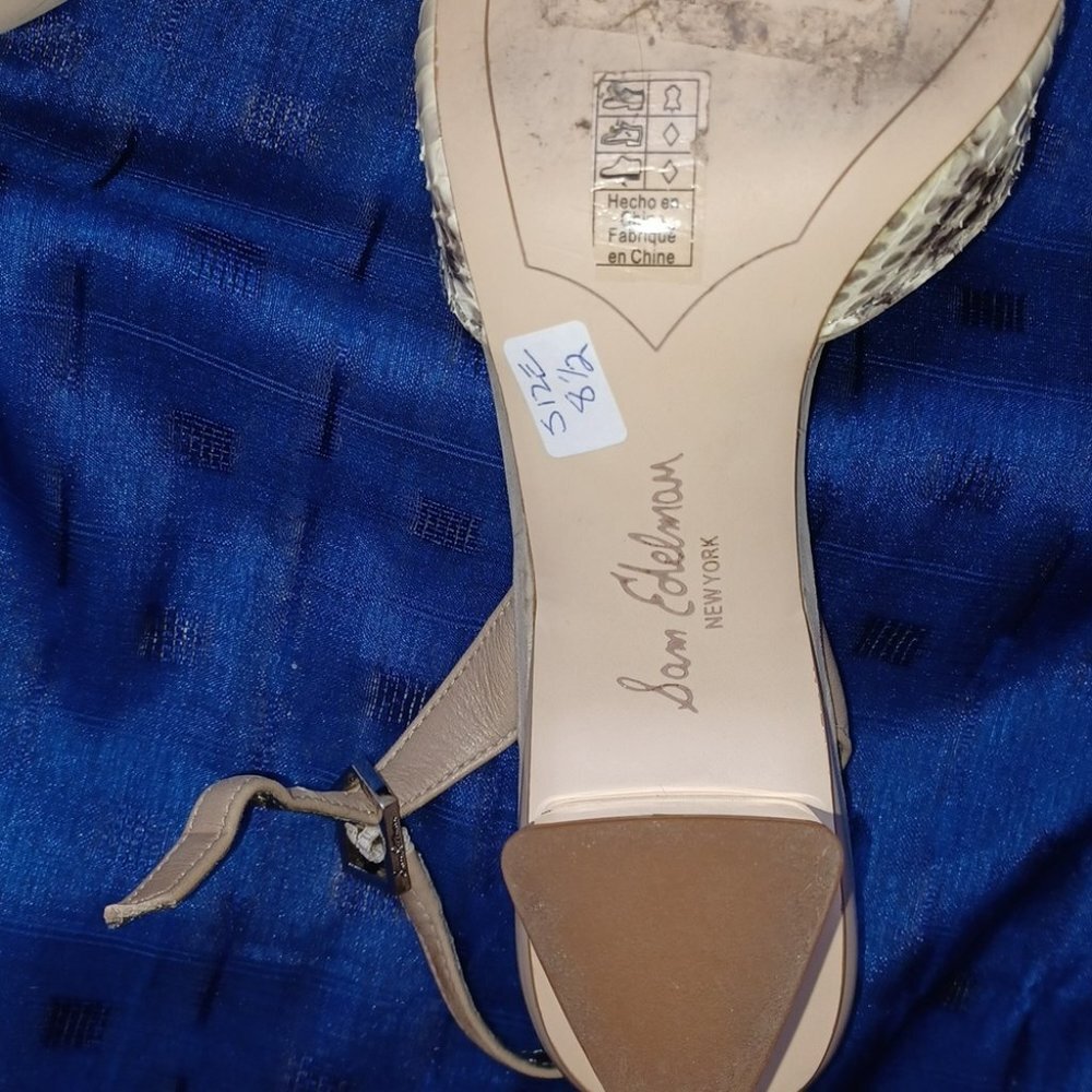 Sam Edelman alligator skin leather shoes with metallic block heel‎ 8.5 - Picture 3 of 3